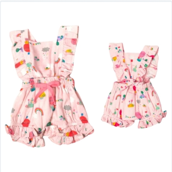 Viverano Organic Comfort Ruffle & Tie Back Romper (Organic Muslin) - Picture 9 of 9